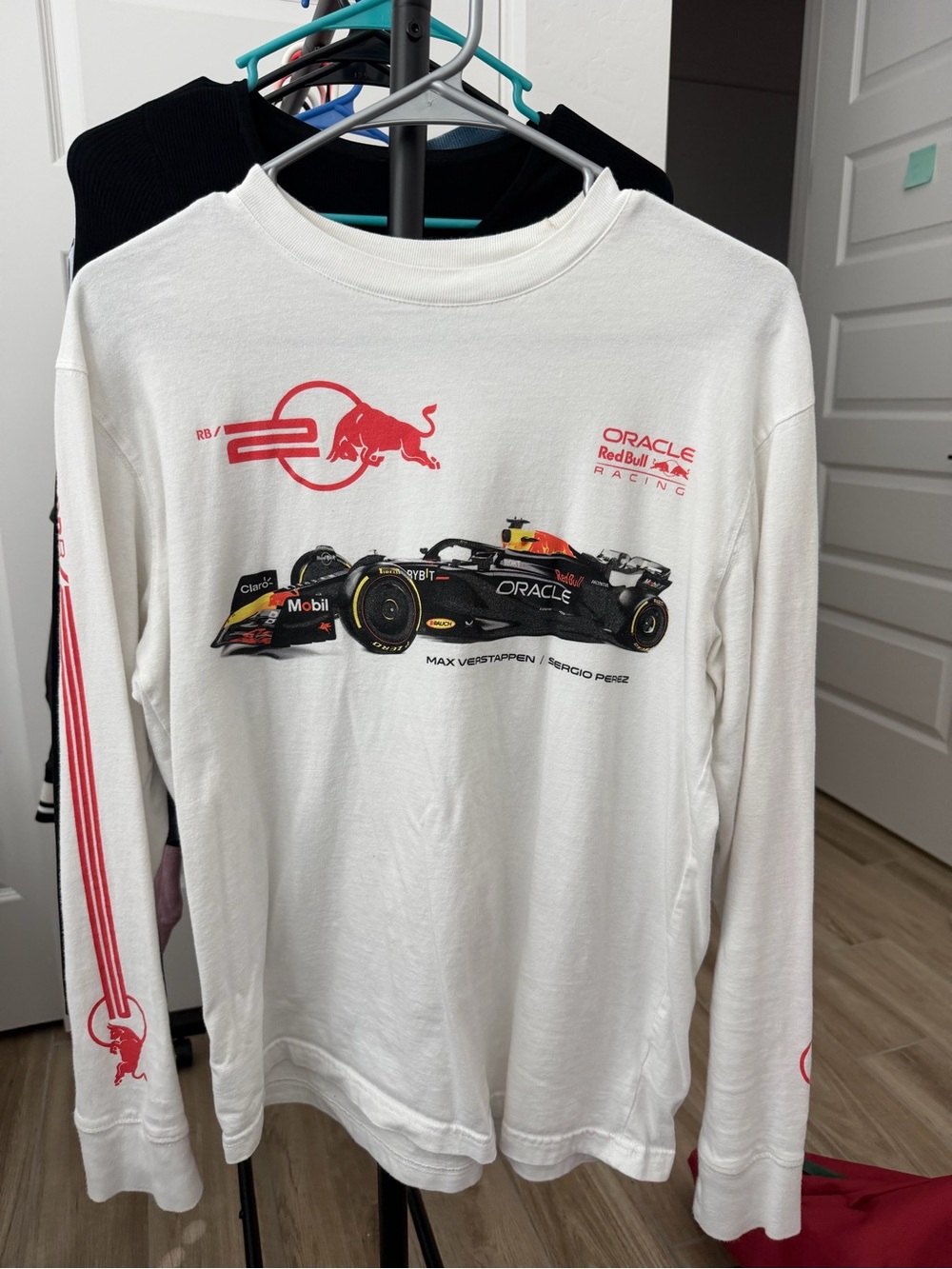 Old Navy White Long-Sleeve Red Bull Racing Graphic Tee